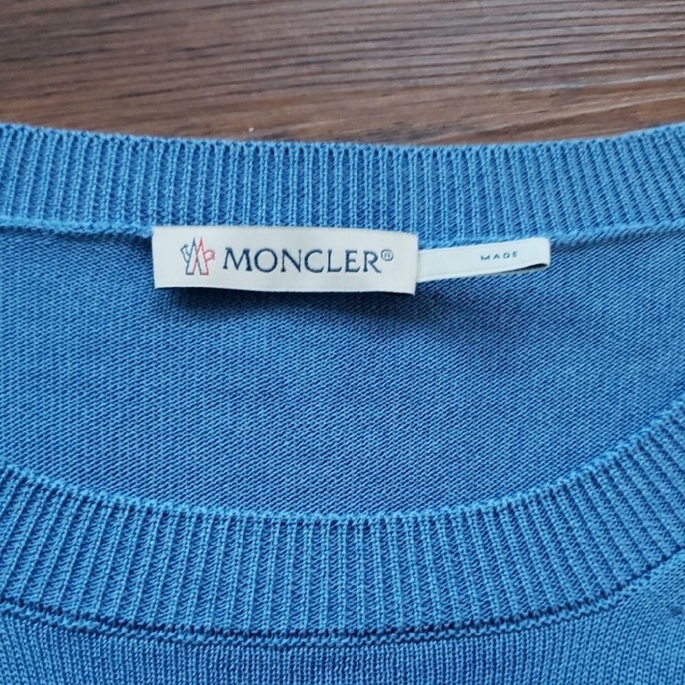 Moncler Blue Women's Knit Top Size XL NEW Chic Feminine Preppy - Picture 2 of 9
